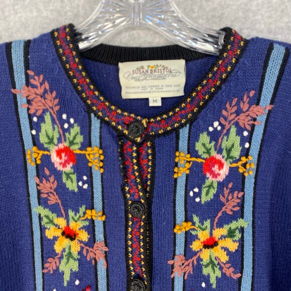 🍂 Vintage Embroidered Knit Cardigan | Cozy Folk Boho Winter Layer | Size M - Picture 3 of 14